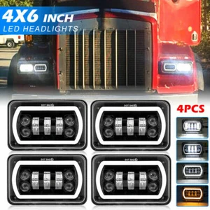 For Peterbilt  378 379 359 Truck 4PCS 4x6 LED Headlights with Dot Hola Amber - Bild 1 von 12