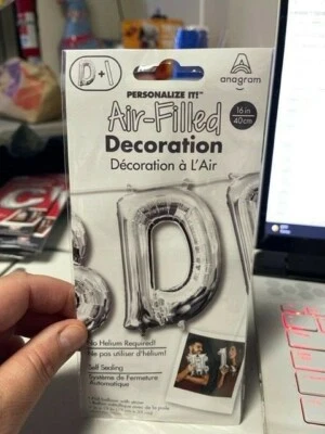 Anagram Letter "D" Silver Minishape 16" Foil Balloon New! - Image 1 of 2