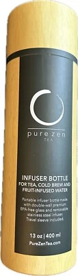 NUEVO Botella infusora de vidrio de té puro Zen doble tapa funda aislante - 13 oz / 400 ml Foto 1 de 2