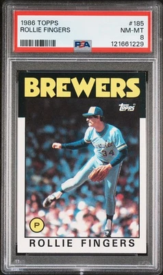 1986 TOPPS #185 ROLLIE FINGERS PSA 8 - Image 1 of 2