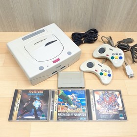 Sega Saturn Console Japan White Bundle with 2 Controllers 3 Games Memory Tested