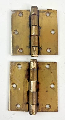 Juego de 2 bisagras a tope vintage STANLEY 3 1/2" X 3 1/2" PAT 2154860 latón acero Foto 1 de 4