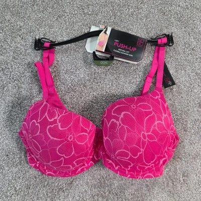 Sujetador push up sin límites encaje elevación natural flexible con aros rosa intenso 34DD Foto 1 de 4