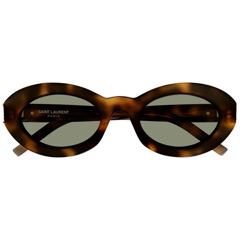 Saint Laurent SLM136 Oval Sunglasses – 52 mm Acetate Frame, Green or Black Lense - Image 1 of 4