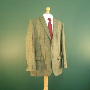 Samuel Windsor Tweed Blazer Men's 46R Green Wool Blend Check Suit Jacket - Picture 1 of 14