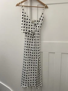 Urban Outfitters Kelly Surplice Polka Dot Spotty Dress Midi Sundress Small 8 10 - Picture 1 of 8