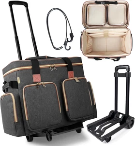 Rolling Teacher Tote Bag with Detachable Trolley, Wheeled Teacher Bag with Padde - Picture 1 of 9