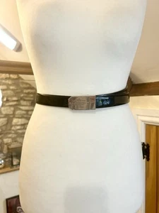 Cinturón Lauren Ralph Lauren Dorado Negro Charol Hebilla Talla Mediana - Imagen 1 de 6