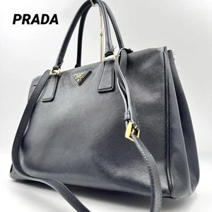 Bolso de Mano PRADA Galleria 2WAY Cuero Negro Bolso de Hombro Logo USADO 925B - Imagen 1 de 20