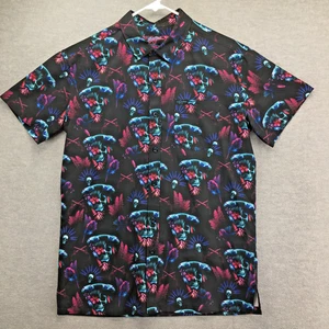 Rifle Retro Barbanegra Abotonado MEDIANO Manga Corta Negro Azul Calavera - Imagen 1 de 7