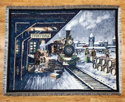 Manta tapiz estación de tren vintage Northwest Company años 90 Foto 1 de 4