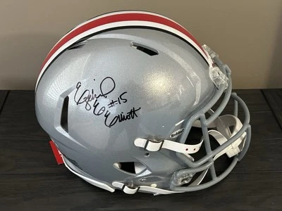 Auténtico casco Riddell firmado por Ezekiel Elliott Ohio State Buckeyes fanáticos Foto 1 de 4