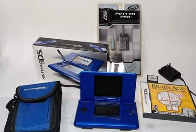 NINTENDO DS Bundle - Blue Original model with box, case,  battery + BONUSES! - Image 1 of 4