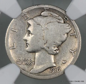 KEY DATE NGC G6 1916-D MERCURY HEAD SILVER DIME G06 10c (BC01) - Picture 1 of 4