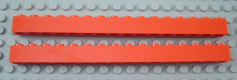 LEGO Lot of 2 Red 1x16 Brick Beams - Image 1 of 1