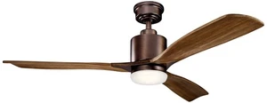 52" Kichler Ridley II Bronze LED Ceiling Fan with Wall Control - Picture 1 of 1