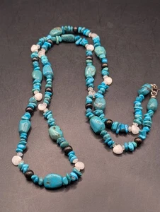 ๐ฅ JAY KING MIND FINDS DTR STERLING SILVER TURQUOISE ONYX QUARTZ LONG NECKLACE - Picture 1 of 10