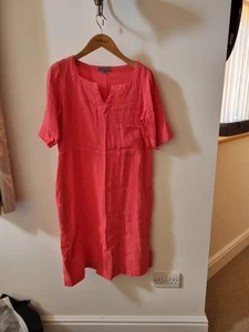 Sahara, Coral Linen Blend Shift Dress, Size Small - Picture 1 of 4