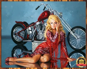 Ann-Margret - Motorcycle - Painting - 11x14 Metal Sign - Picture 1 of 4