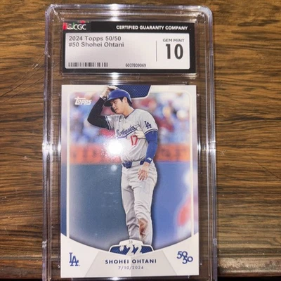2024 Topps 50/50 Shohei Ohtani Home Run #50 CGC Gem Mint 10 - Image 1 of 2
