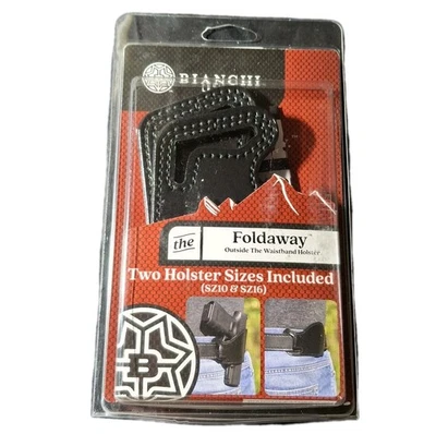 NIB Bianchi Leather Black Foldaway Flat Pistol Holster Two Size 10 16 Model 101 - Image 1 of 3