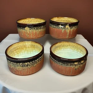 Signed Ted Juve Olaf Set of 4 Clay Stoneware Soup Bowls 3”x5” 580 Grams C-2005 - Picture 1 of 9