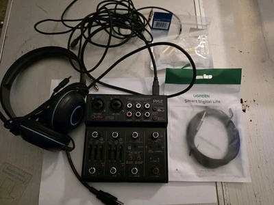 PYLE Powered USB Audio Mixer PAD43MXUBT 2 Channel W/ Extras - Image 1 of 4