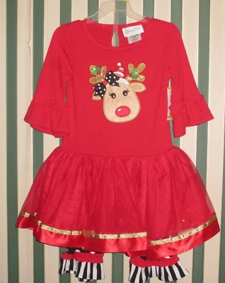 Nuevo con etiquetas Conjunto de vacaciones de reno rojo Emily Rose de 2 piezas para niñas tallas surtidas Foto 1 de 4