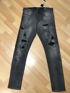 MADE ITALY NWT MEN DIESEL DNA TEPPHAR PATCH STRETCH DENIM 084NH DARKGREY W28 L30 - Picture 1 of 8