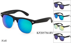 Half Rimmed Kid's Sunglasses Mixed Frame Flash Mirror w/UV Lead Free Boy Girl - Picture 1 of 11