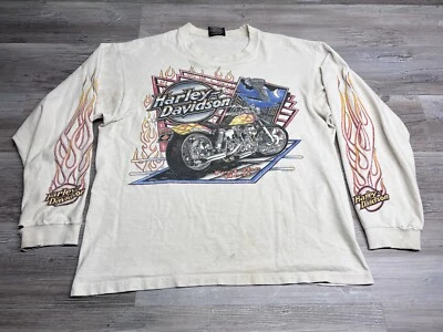 Vintage 90s Stratman Feel the Heat Harley Davidson T-Shirt Wabash IND Distressed - Image 1 of 4