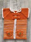 Vêtements de bébé tricotés à la main 100 % coton bébé orange gilet motif ours en peluche