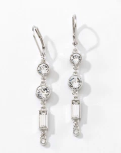 💎Touchstone Crystal Earrings Drop Rhodium Clear New Condition - Picture 1 of 7