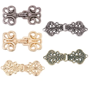 5 Pairs Baroque Flower Cape Cloak Clasp Fasteners Sew Hook Eye Cardigan AU - Picture 1 of 52