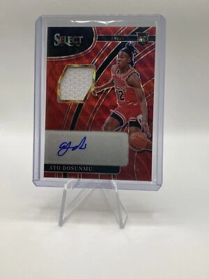 2021-22 Select Red Wave Ayo Dosunmu RPA Rookie Patch Autograph Chicago Bulls NBA - Image 1 of 2