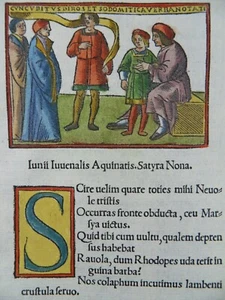 JUVENAL INKUNABEL HOLZSCHNITT SATYRAE VENEDIG TACUINUS 1522 HOMOSEX LUSTKNABE - Bild 1 von 5