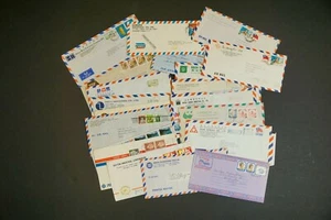 Lot of 20 - Miscellaneous Asian Business Airmail Envelopes w Cancelled Stamps - Picture 1 of 1