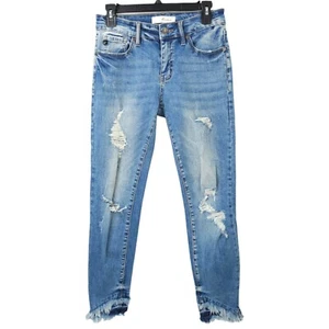KanCan Nala Mid Rise Ankle Skinny Jeans Women 7/27 Distressed Ripped Frayed Hem - Picture 1 of 16