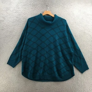 Liz Claiborne Cowl Neck Sweater Womens 3X Teal Blue Knitted Dolman Sleeve NEW - Picture 1 of 15