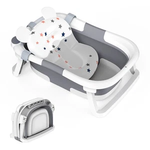 Baby Bath Tub for 0-12 Months Newborn, Foldable Toddler Bath with Soft Cushion - Picture 1 of 8