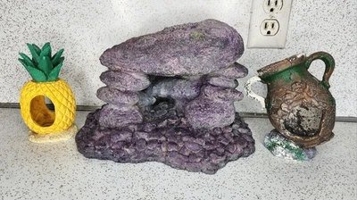 Formación Rocosa Cueva Acuario Pecera Decoración Resina Grande 8"X12" + 2x Decoración Foto 1 de 4