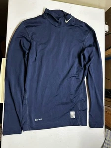 Nike Pro Dri-FIT Men’s Compression Top Long Sleeve Mock Neck Navy Size S - Picture 1 of 3
