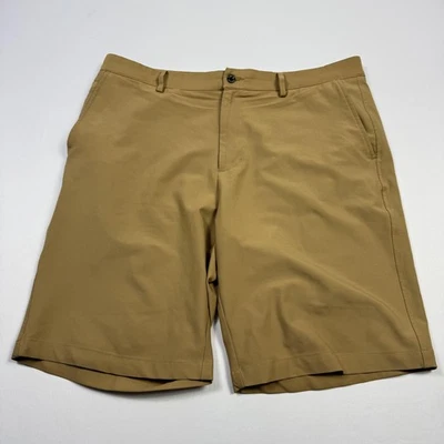 Shorts de corrida masculino 35 bronzeado desempenho golfe stretch chino frente plana casual - Imagem 1 de 4