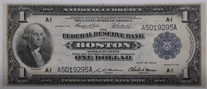 Series 1918 $1 FRB Note Boston - Teehee/Burke FR#708 AU w/Stain - Picture 1 of 2