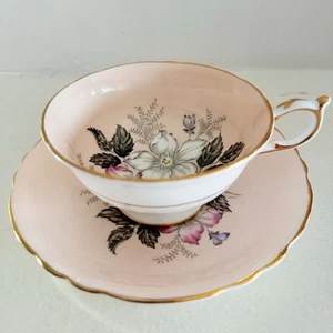 PARAGON Double Warrant Porcelain Pink Floating Wild Rose Cup and Saucer Set - Picture 1 of 9