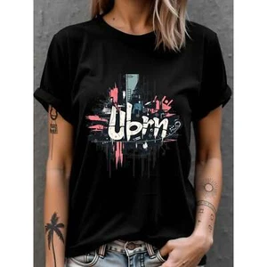 Ladies' colorful letter printed T-shirt, chic round neck short sleeved shirt - Picture 1 of 12