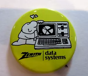 Spilla pubblicitaria vintage 1,5" PIN ZENITH giallo sistemi dati computer Ziggy retro - Foto 1 di 4