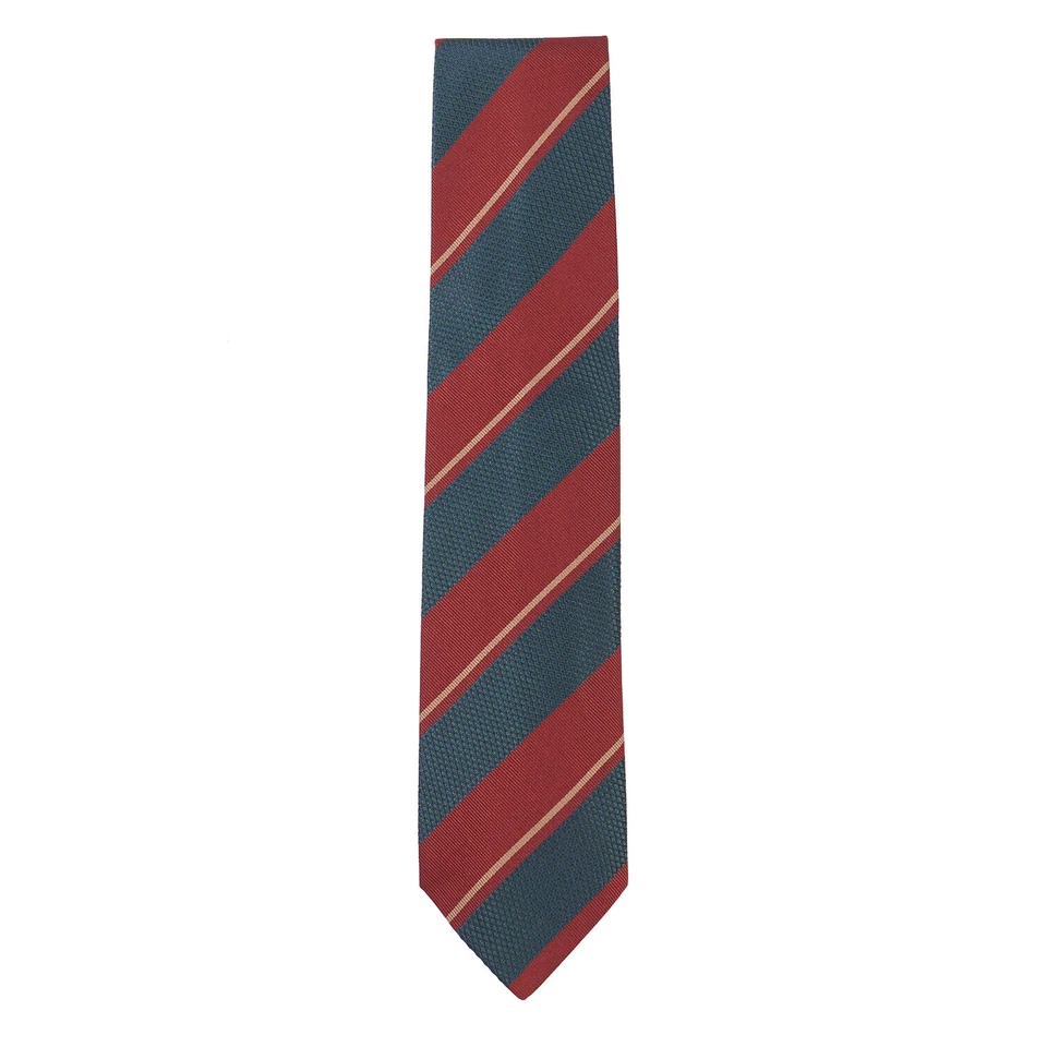 Luigi Borrelli Napoli Green-Navy, Red, and Orange Striped Silk Tie NWT - Image 1 of 4