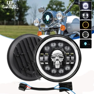 1 pieza 7" pulgadas RGB Calavera LED Faro Halo DRL para Moto Camioneta Offroad Pickup - Imagen 1 de 9