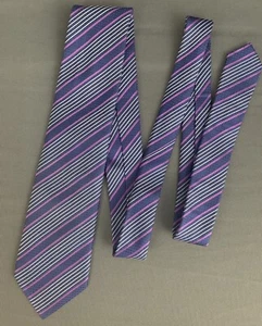 BRIONI TIE - 100% Silk - PURPLE STRIPED PATTERN - HAND MADE in ITALY - Picture 1 of 12